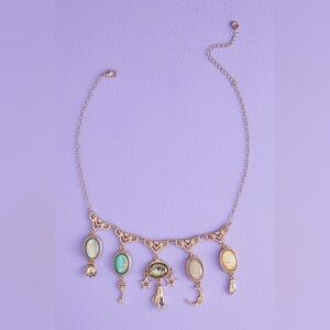 Vintage Cameo Moon Charm Necklace